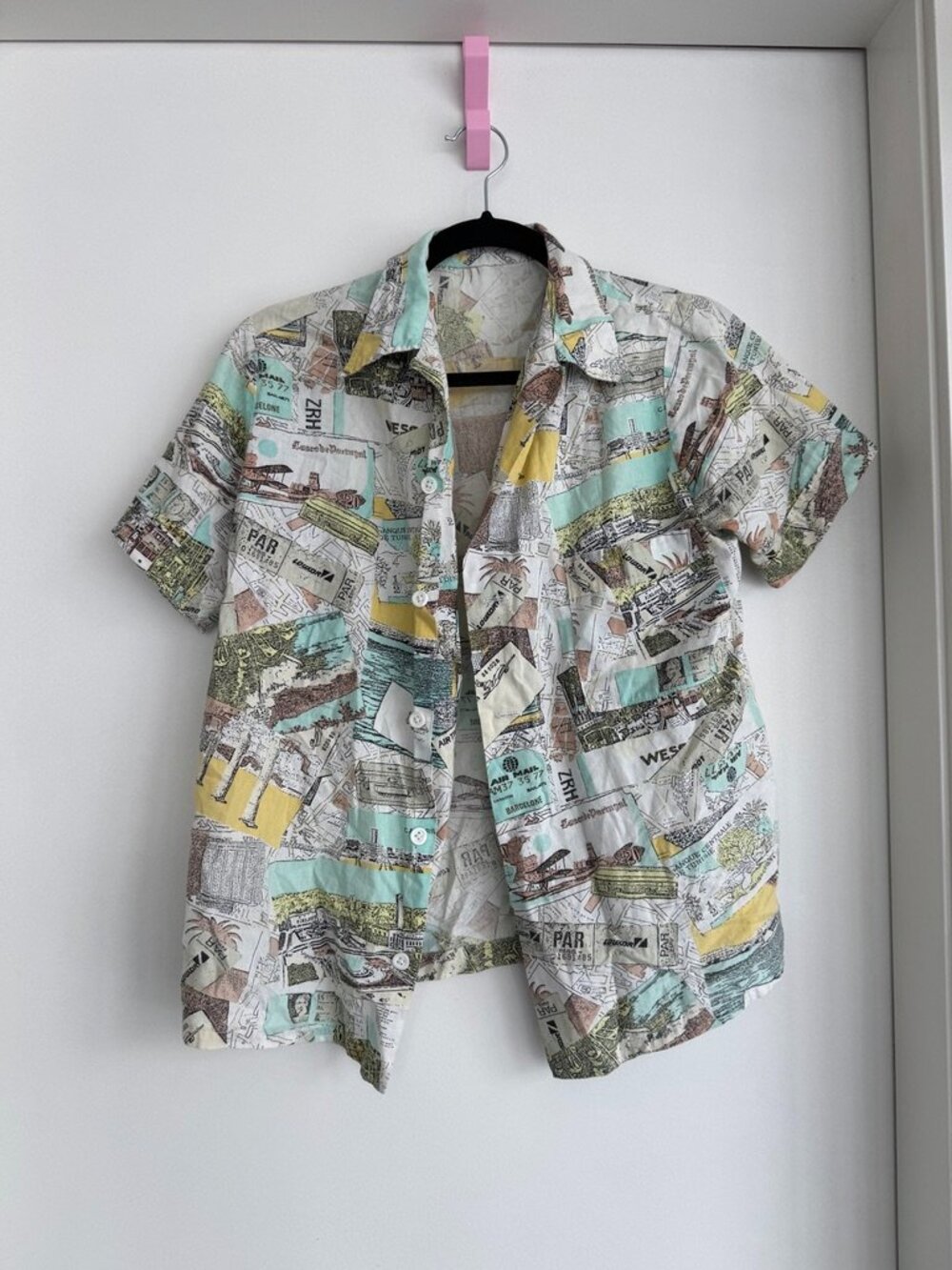 Vintage French Breezy Vacation Button Up Top